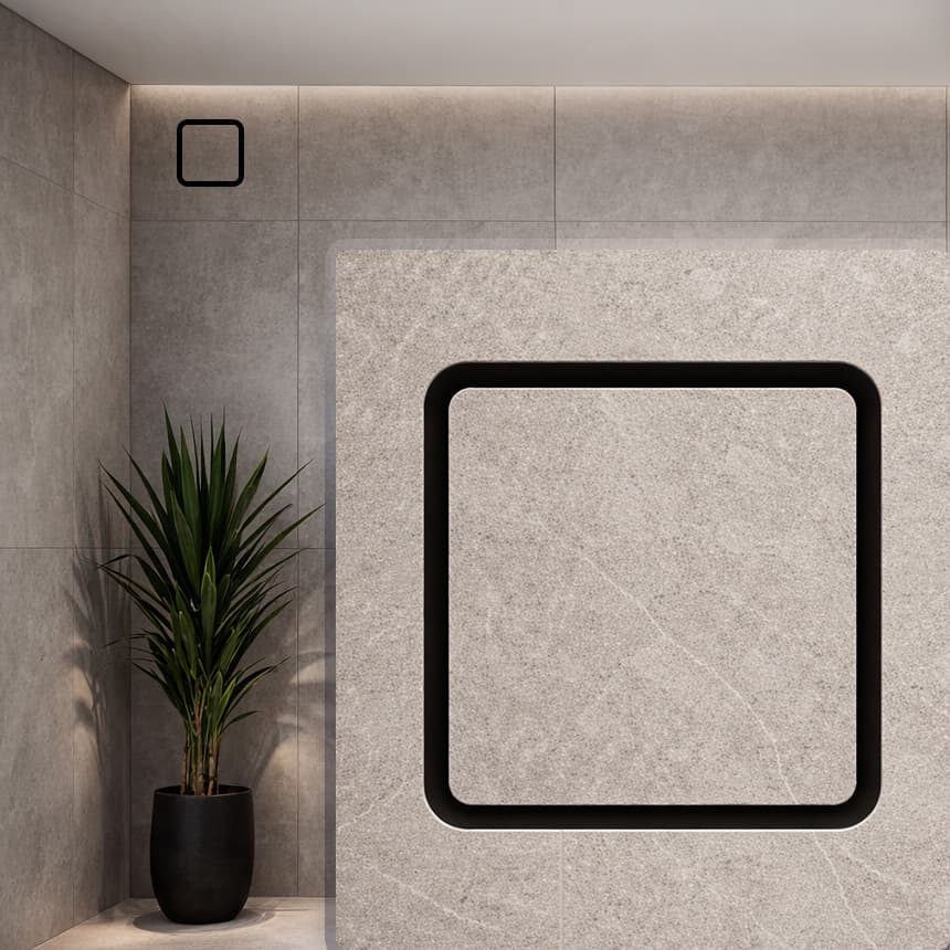 InvisoLine Verborgen Ventilatierooster 100 / Rounded / Black