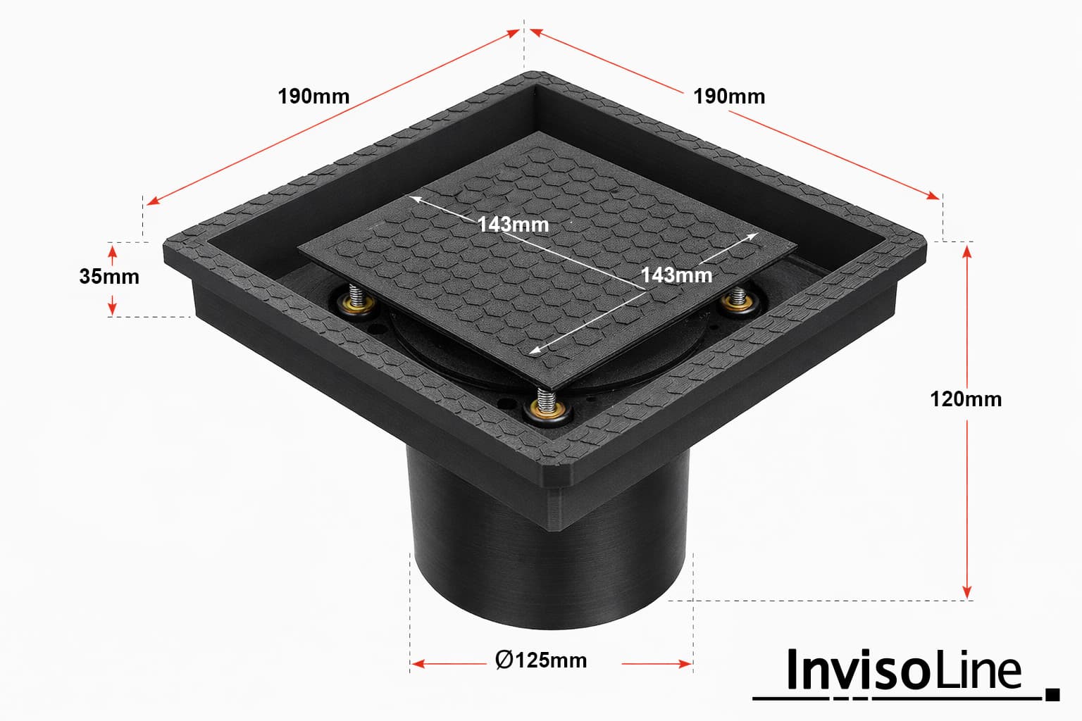 Ukryta kratka 125 / Kwadratowa / Biała / Wentylator — 8